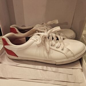 Nautica womens white and red lace up sneakers shoes size 10 Pre-owned